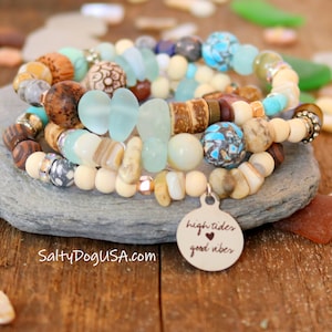 Woman's Beachy Boho Charm Bracelet, Birthday Gift, Shell Ocean Charm Bracelet Beaded Woman's Beach Themed Birthday Gift Idea Girls trip gift