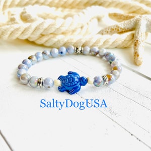 Woman&#39;s SEA TURTLE Bead BRACELET Beachy Ocean Turtle Bracelet Save Turtles Bracelet, Ocean Beach Jewelry Beach Lover Gift for mom co-worker!