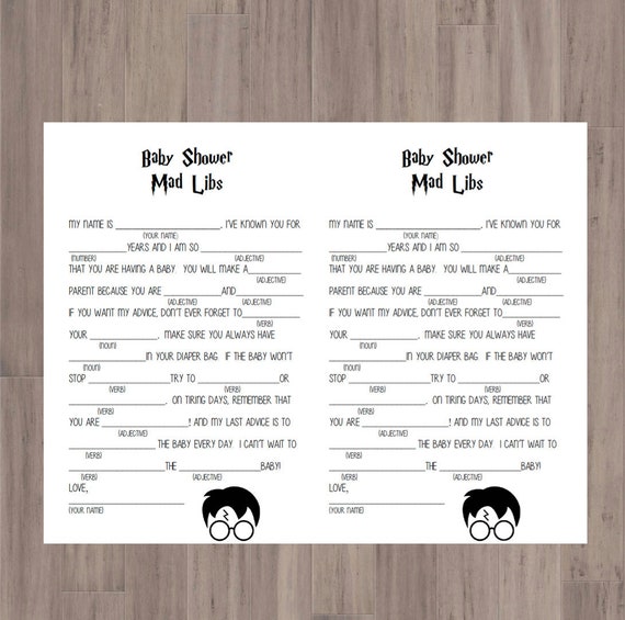 Harry P. Wizard Themed Baby Shower Mad Libs Digital Download | Etsy