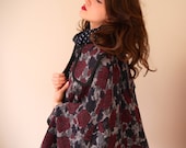 60s look wool floral winter brocade swing cape poncho coat