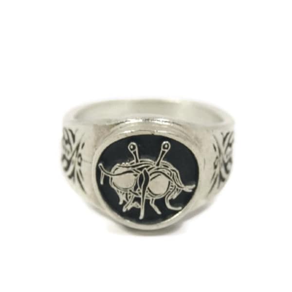 Detailed Flying Spaghetti Monster Ring - Pastafarian Atheism Religious Non Believe FSM