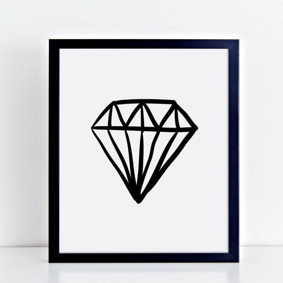 Abstract Diamond, Printable Wall Art, Diamond Outline, Modern