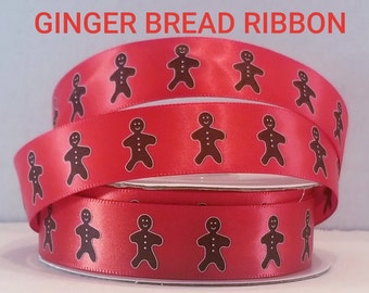 Gingerbread Man Ribbon, Gingerbread Man Christmas Ribbon