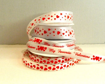 Valentines Heart Ribbon, Be my Valentines Ribbon, Heart Ribbon, Red Heart Confetti, Love Heart Ribbon,Wired Ribbon