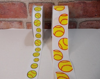 Softball Ribbon, Yellow Softball Ribbon, Softball Printed Ribbon