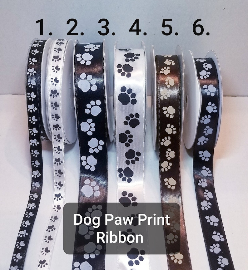 Dogpatch Ribbon Dog Paw Ribbon, Dog Paw Print Ribbon, Black Dog Paw Ribbon, Dog Bow - Etsy