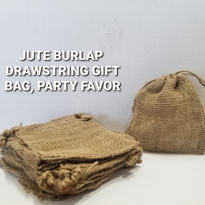 Burlap Bags with Drawstring Jewelry Pouches for Wedding & Party Favors