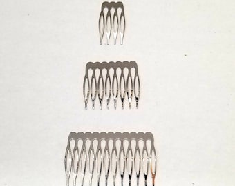 Metal Combs Silver with teeth Millinery Metal Comb for DIY Fascinators Wedding Veils, Headbands Hair Acessories