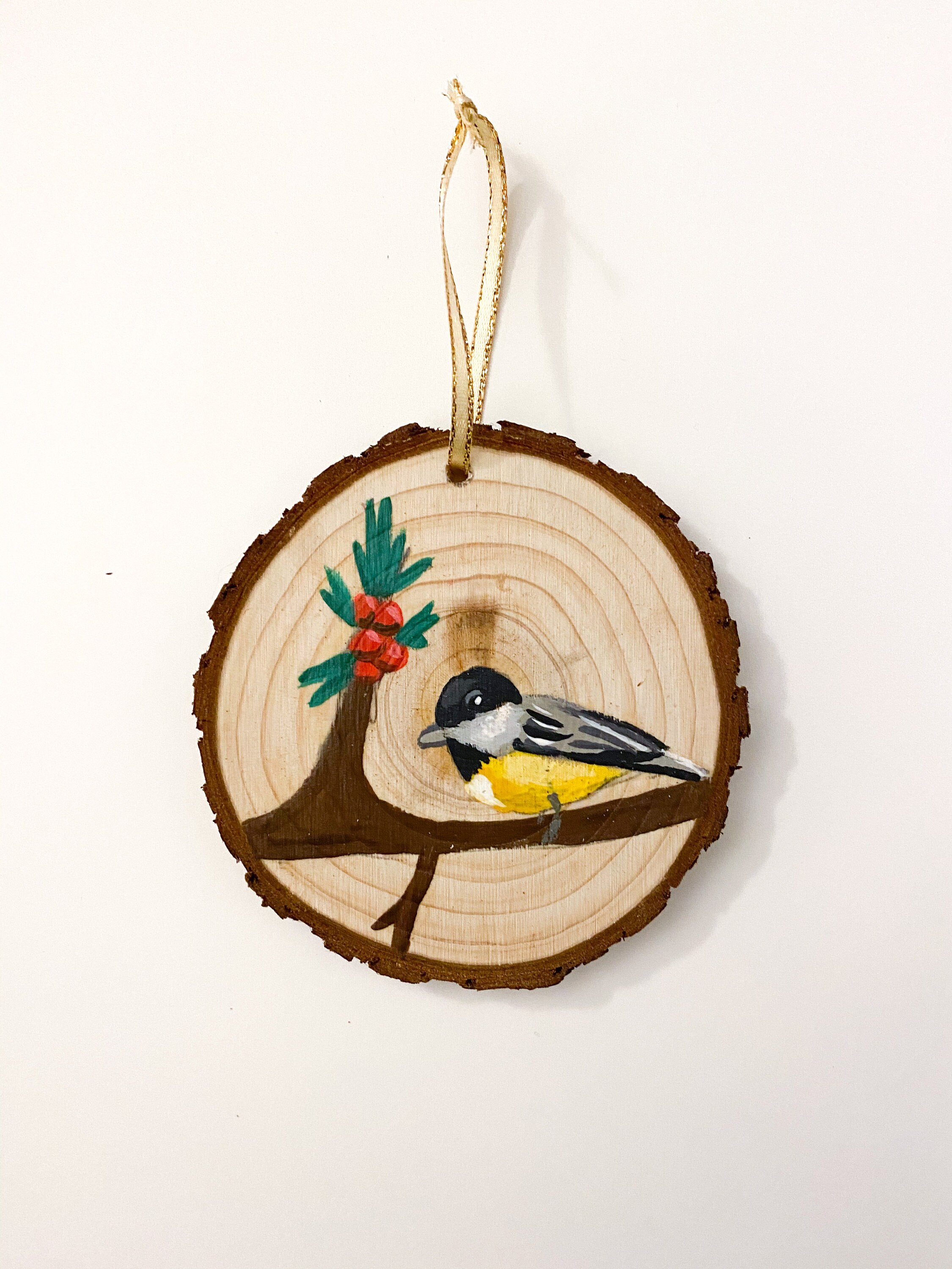 Handpainted Wooden Bird Christmas Ornaments Etsy