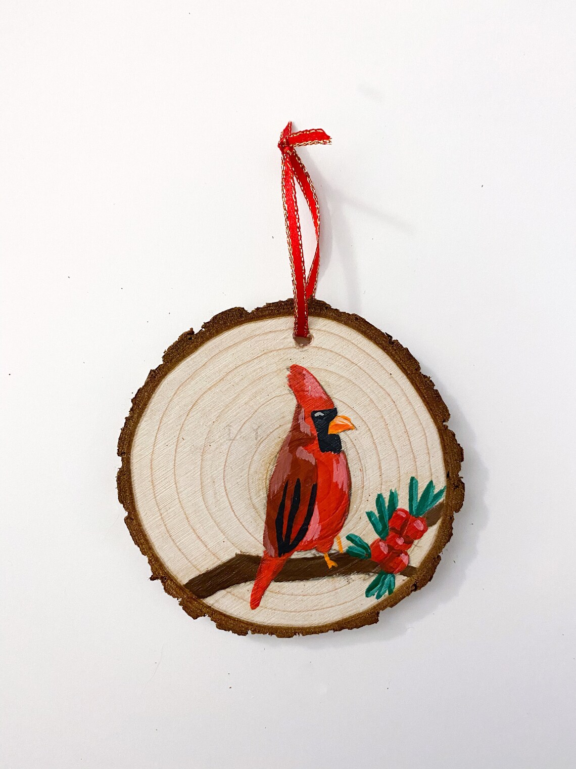 Handpainted Wooden Bird Christmas Ornaments Etsy