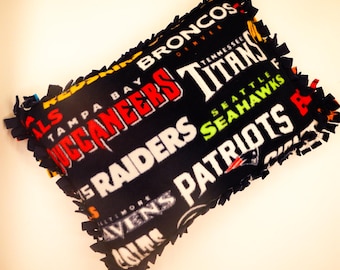 NFL All Team-- Hand-Made Fleece Pillow Case | Blanket | Bronco | Raiders | Chiefs | It has them all | Fleece Blanket