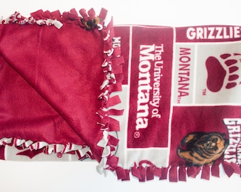 U of Montana -- Handmade Fleece Blanket | Montana Griz | Fleece Blanket | Maroon | Go Griz | 3 Designs