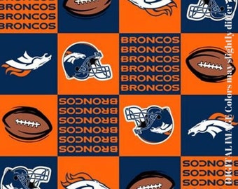 Denver Broncos -- Hand-Made Fleece Blanket | Broncos | Block | Fleece Blanket | Navy Blue | NFL