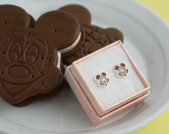 Silver Mickey Ice Cream Sandwich Earrings