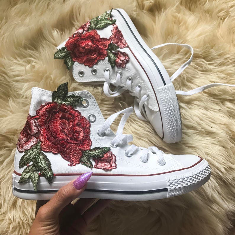 converse rose embroidery