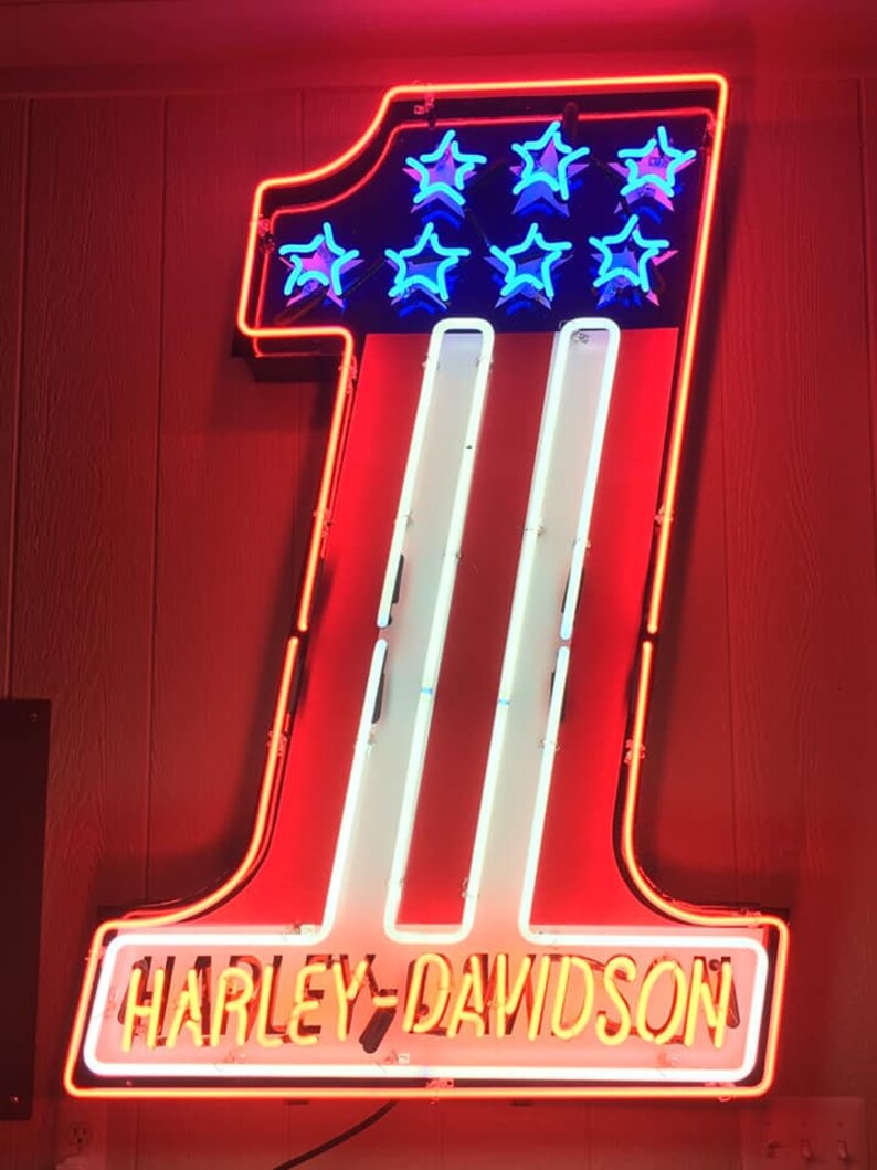 Harley Davidson / Neon Sign / American Flag /Custom Made Neon | Etsy