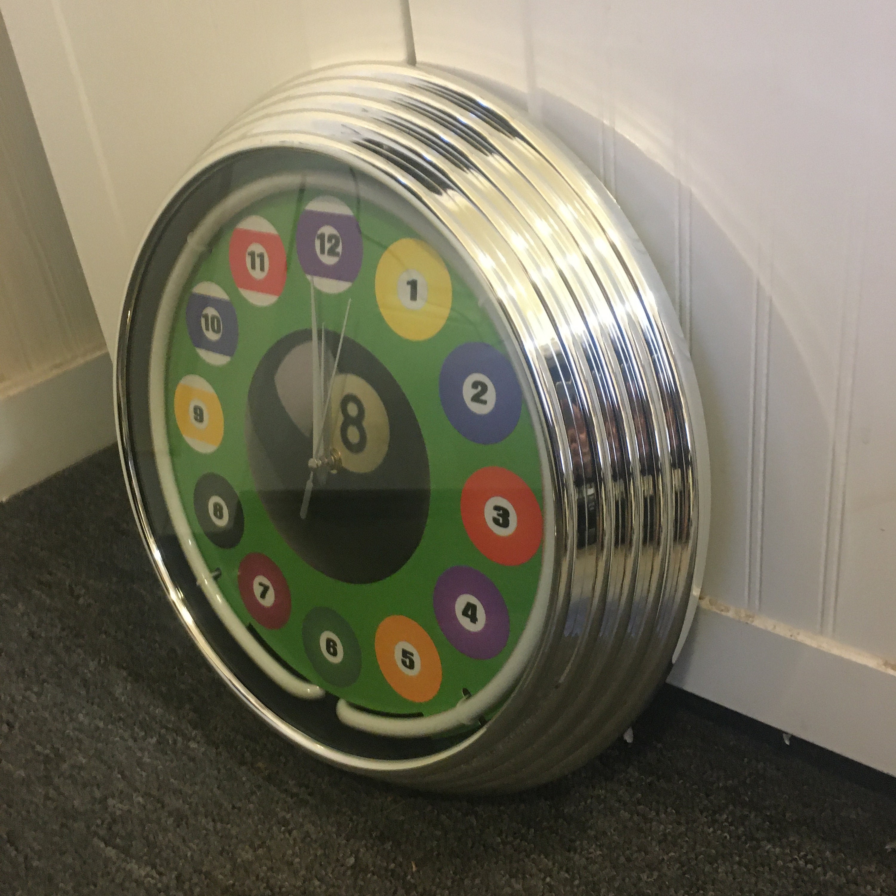 Neon Clock 15 x 15 NEW / Pool Balls / Pool Clocks Etsy