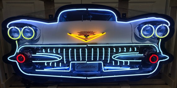 25/" HUGE 1950s Cadillac red Chaddy car Grill Front End USA STEEL Metal Sign /'50s