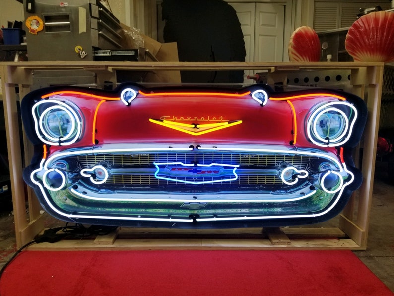 57 Chevy Neon Signs / Chevy Gifts / Front End Grill / Front Etsy