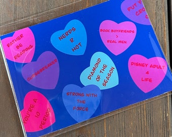Tarjeta Nerdy Candy Hearts / Tarjeta de felicitación / Bookish / De tu libro Novio / Bestie Gift / San Valentín