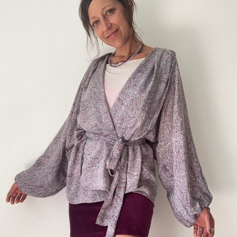 New Lavender Silky Crochet Blouse main image 1