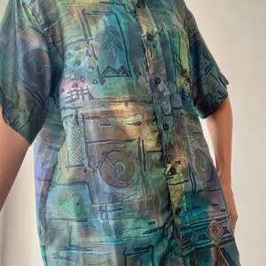 Mens silk shirt for summer holidays vacations party date night loose floaty silk breathable lightweight pastel navy grey blue comfy shirt image 6