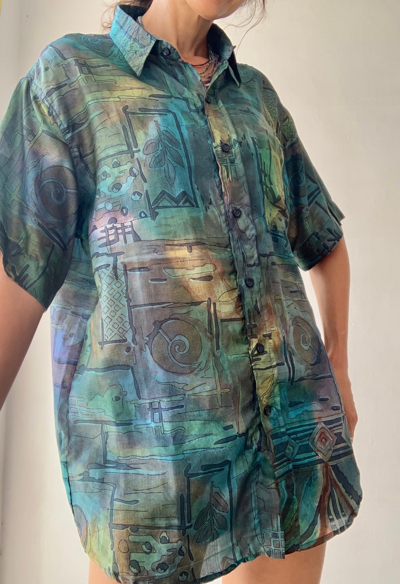 Mens silk shirt for summer holidays vacations party date night loose floaty silk breathable lightweight pastel navy grey blue comfy shirt image 6
