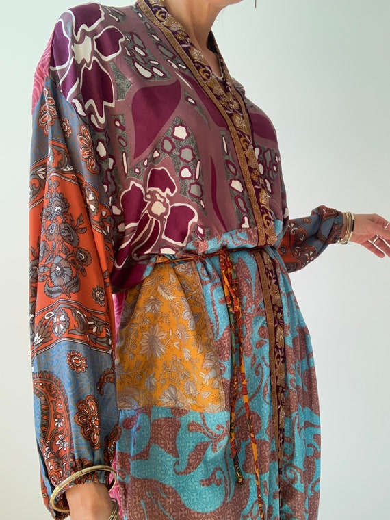 Spolverino con maniche a sbuffo cravatta kimono robe relax