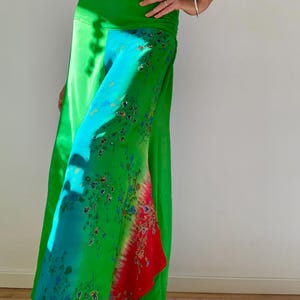 Silk palazzo pants summer boho extra wide leg loose flared silk trousers comfy original floaty bell pants floral trendy embroidered pant