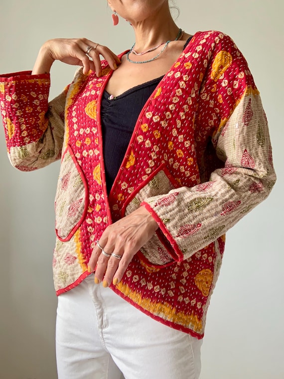 Reversible Coat up Cycled Vintage Coat Short Boho Style Jacket 