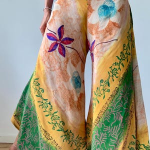Extra loose bell bottoms lightweight flared boho chic style silk pants comfy palazzo trousers breezy wide leg pants for every occasion