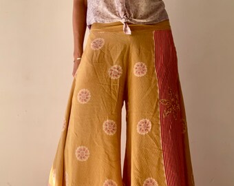 Crepe silk pants extra wide leg floaty lightweight summer trousers boho style loose comfy daily wear relaxed fit floor length bell pants