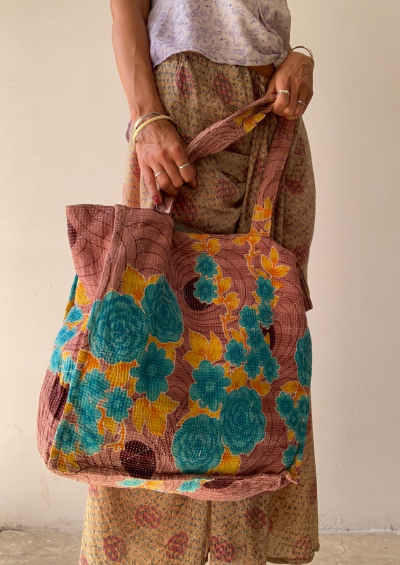 Vintage kantha tas grote markt school werk reizen katoenen tas