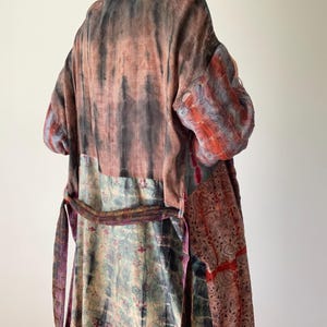 patchwork robe short sheer silk kimono topper comfy light kimono summer boho vacation robe dressing gown morning gown house shirt image 7