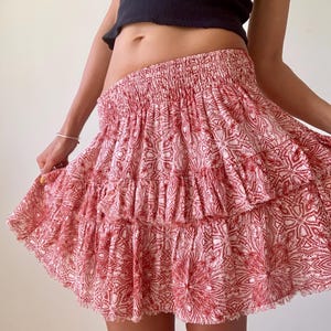Frilled spell skirt floaty ruffled skirt for summer boho lambada skirt for beach vacation holiday comfy light cute casual hippie chic skirt