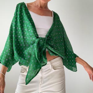 Silk cropped top casual loose fit oversized shrug daily wear bolero topper kimono sleeve silk colorful blouse evening over top plus size
