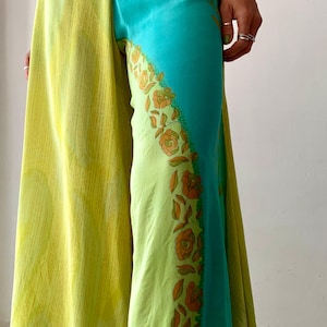 Crepe silk pants extra wide leg palazzo trousers silk patchwork boho skirt pants light loose floaty pants breezy casual bell bottoms