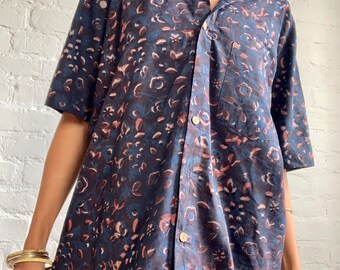 Sommer free size shirt leichtes weiches bequemes Urlaub lässige Bluse Hippie Männer Boho Outfit Block Print Baumwolle lockeres Männer jederzeit Shirt