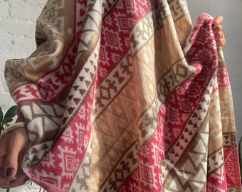 Pastel warm winter shawl big cozy soft scarf Himalayan boho home deco throw Christmas gift ethnic ethically sourced beige blanket