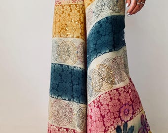 silk trousers extra wide leg bottoms boho chic style pants effortless loose floaty breezy pants comfy sequined embroidered bell pants