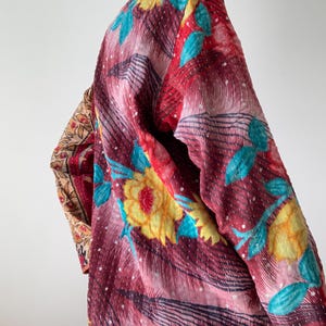 Boho kantha coat for spring oversized hippie reversible coat vintage style soft jacket loose free size open front quilted handcrafted jacket image 5