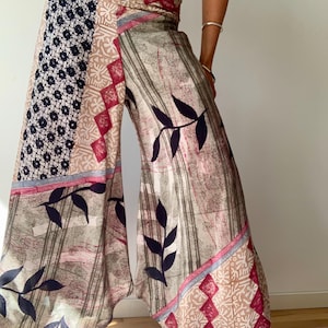 Extra loose bell bottoms lightweight flared boho chic style silk pants comfy palazzo trousers breezy wide leg pants for every occasion
