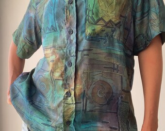 Herren Seidenhemd für Sommerferien Urlaub Party Datum Nacht locker schwebende Seide atmungsaktiv leichte pastell marine grau blau bequemes Hemd
