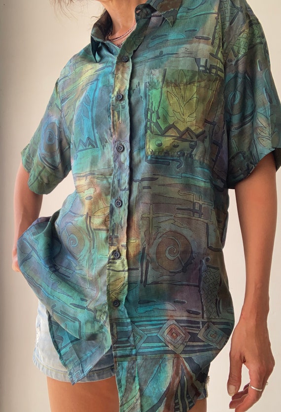 Mens silk shirt for summer holidays vacations party date night loose floaty silk breathable lightweight pastel navy grey blue comfy shirt