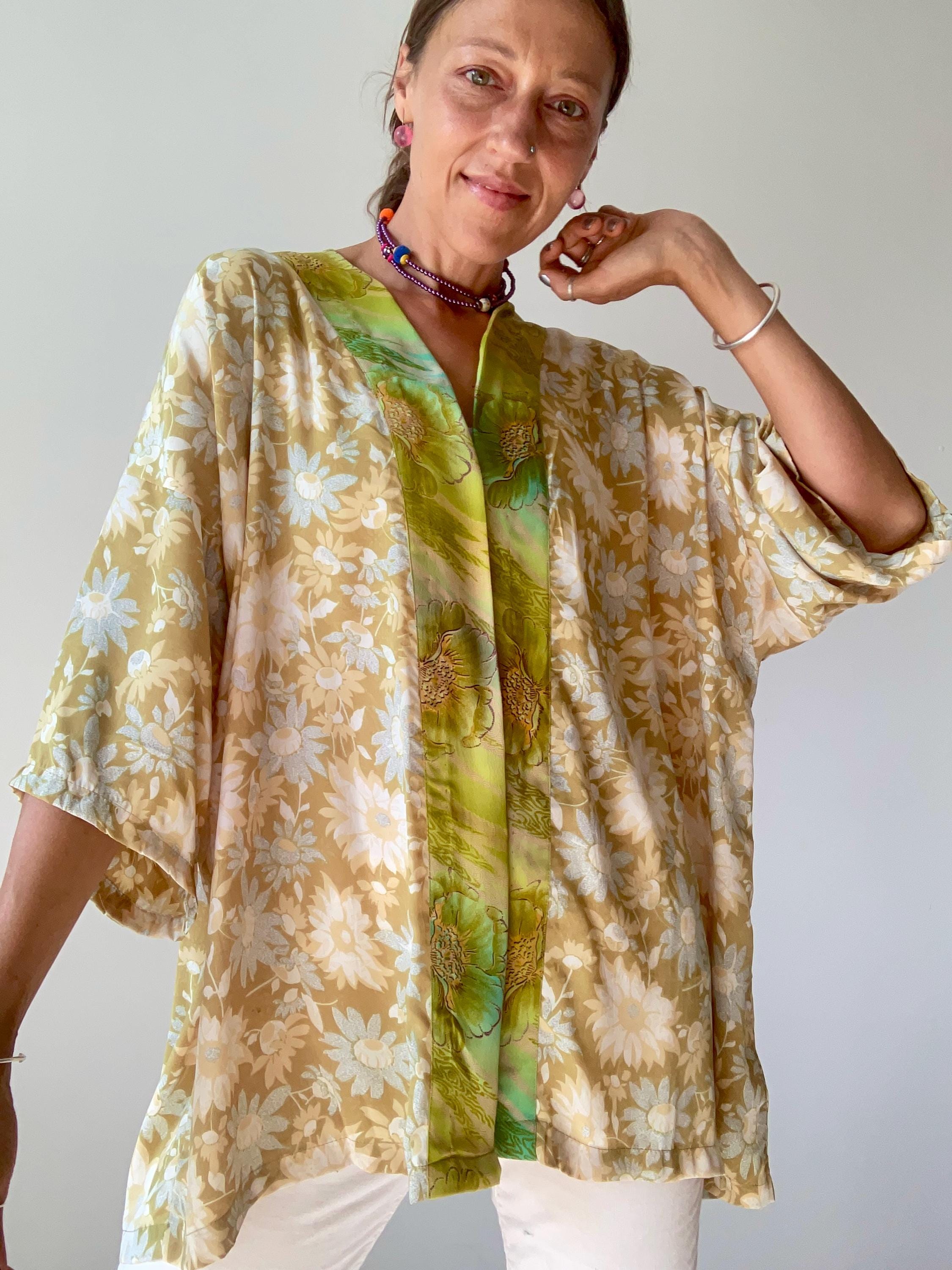 SHOPOHOLIC FASHION Camicie Nonno Hippie Patchwork Righe StoneWashed Da Uomo, (Marrone, M - Foto 12