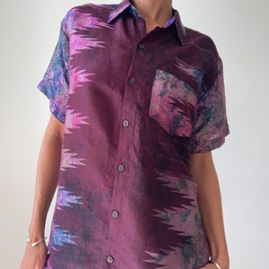mens silk shirt for summer button down shirt light breezy delicate loose casual blouse holiday vacation silk shirt unisex style party top