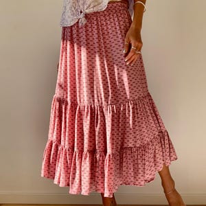 Frilled spell skirt floaty ruffled skirt for summer boho silky skirt for beach vacation holiday comfy light cute casual hippie chic skirt