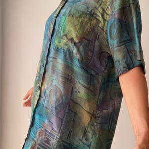 Mens silk shirt for summer holidays vacations party date night loose floaty silk breathable lightweight pastel navy grey blue comfy shirt image 2