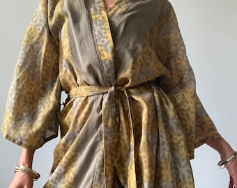 Kimono coat for he beach boho house robe free size cardigan wrap tie everyday over coat loungewear over all lightweight morning gown