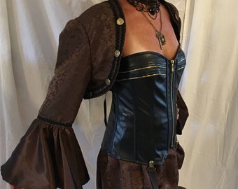 Steampunk Outfit-size 10-12 skirt and Shrug Upcycled, Black Faux Leather  Corset, Hat With Goggles, Includes Necklaces, Skirt Hiker Straps -   Canada